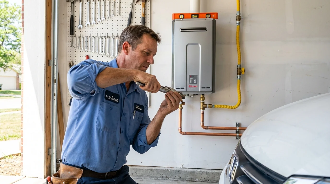 Tankless water heater installation by a Johns Plumbing LLC plumber in Calexico